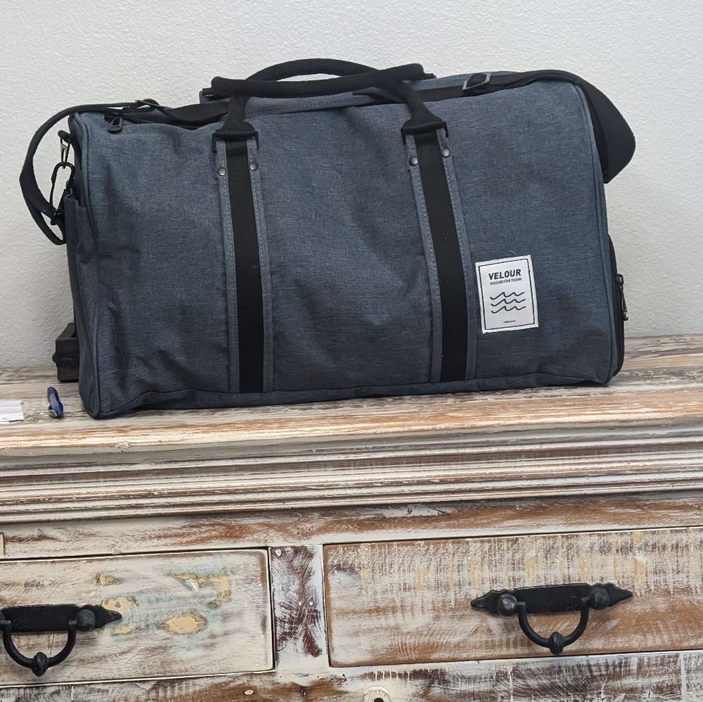 Velour Brand Large Water Resistant Gym Travel Duffel Bag Shoe Compartment